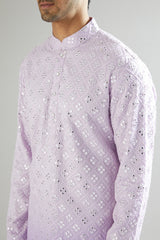 Purple Ombre Shaded & Embroidered Kurta