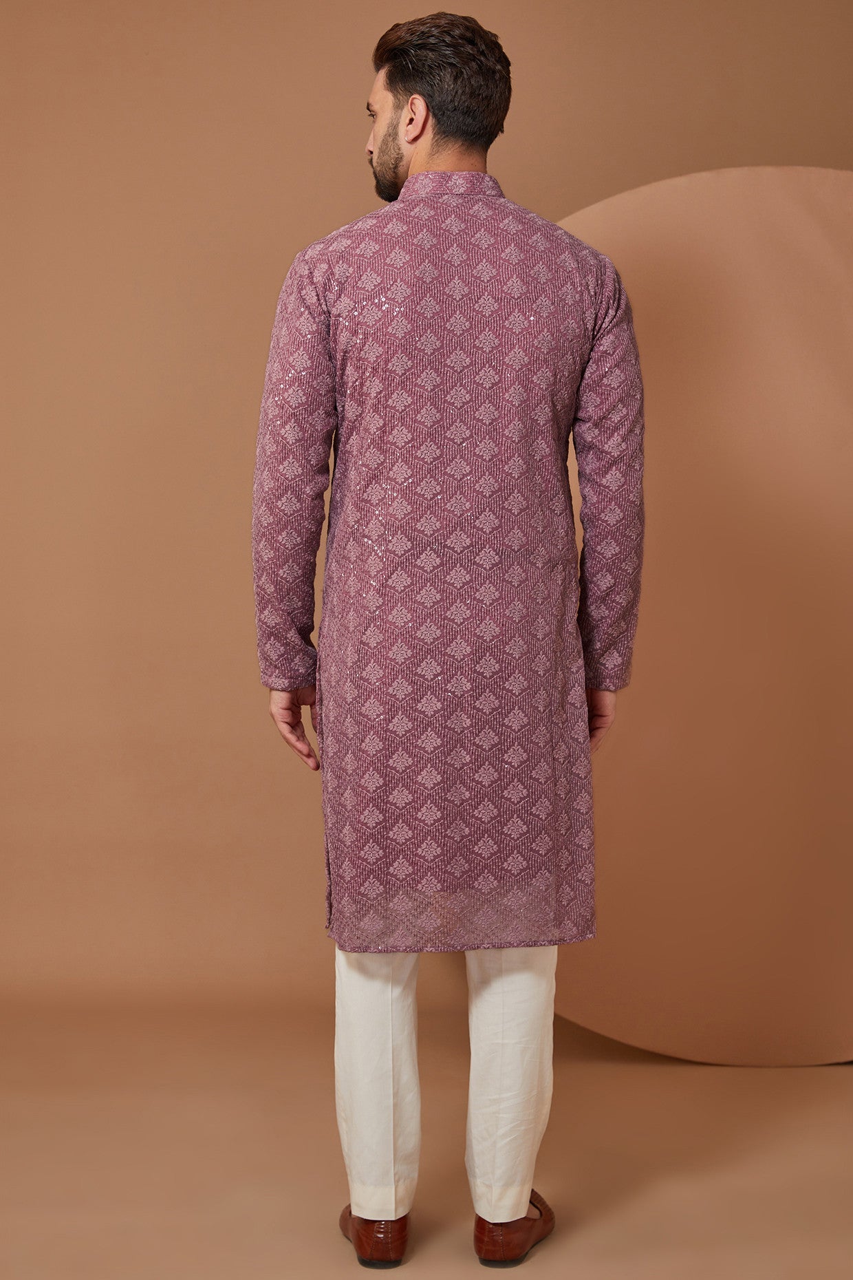 Purple Mauve Chikankari Kurta - kasbahmen