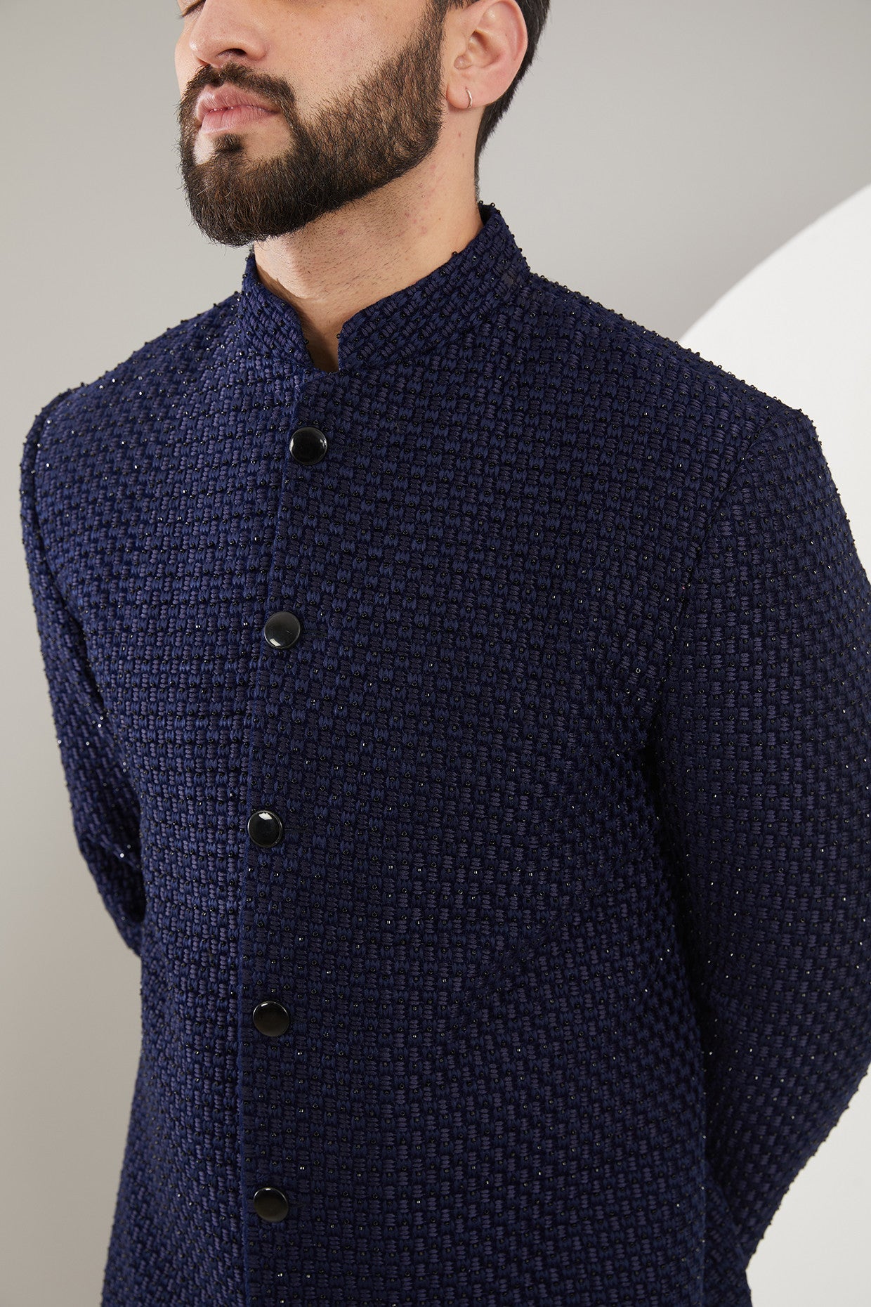 Navy Blue Cut-dana Sherwani - kasbahmen