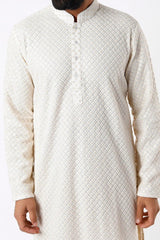 White Chikankari Kurta - kasbahmen