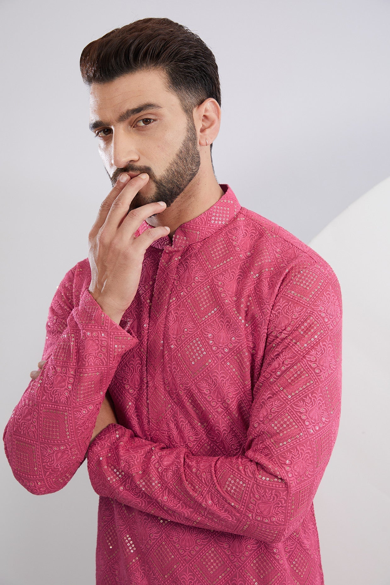 Hot Pink Chikankari Kurta - kasbahmen