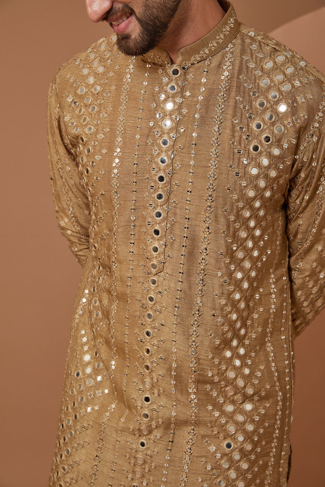 Signature Copper Mirrorwork Kurta - kasbahmen