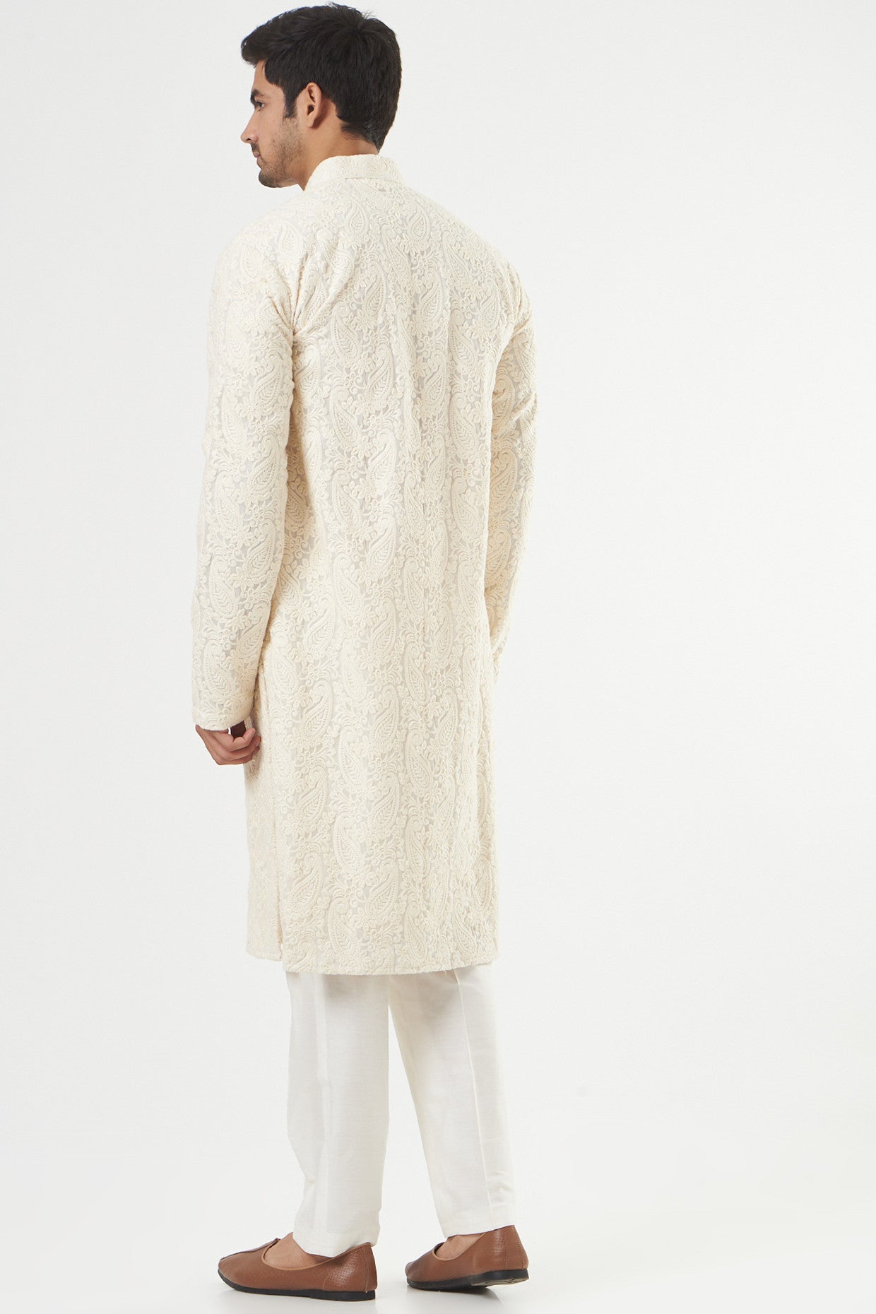 White Chikankari Kurta - kasbahmen