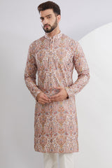 Peach Multi Embroidered Kurta - kasbahmen