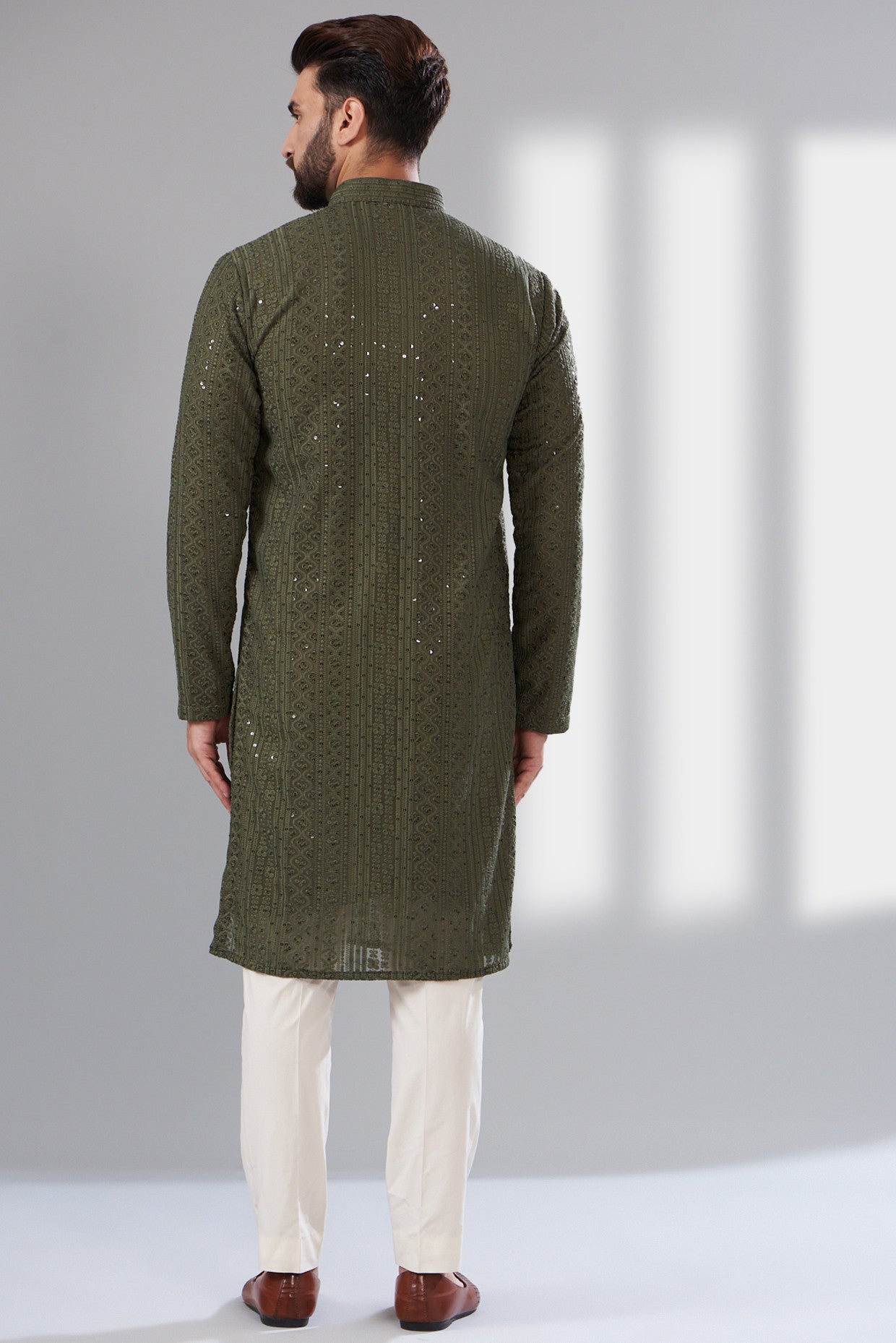 Mehndi Green Chikankari Kurta - kasbahmen