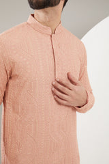 Peach chikankari kurta - kasbahmen