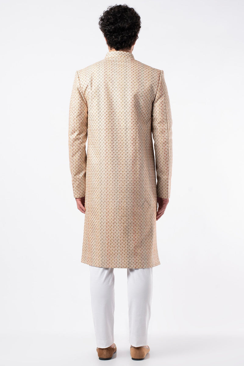 Beige Embroidered Sherwani - kasbahmen