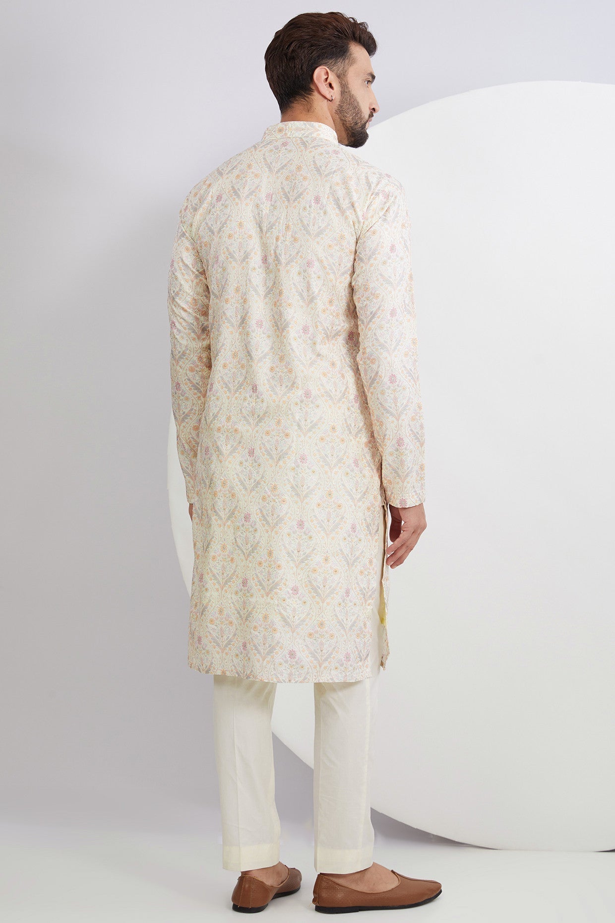 Ivory Multi Embroidered Kurta - kasbahmen