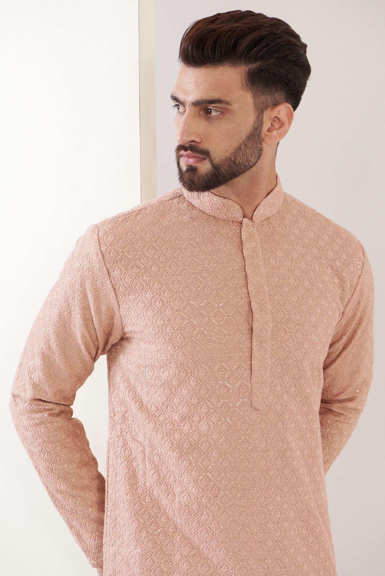 Mud pink chikankari kurta - kasbahmen