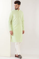 Green chikankari kurta