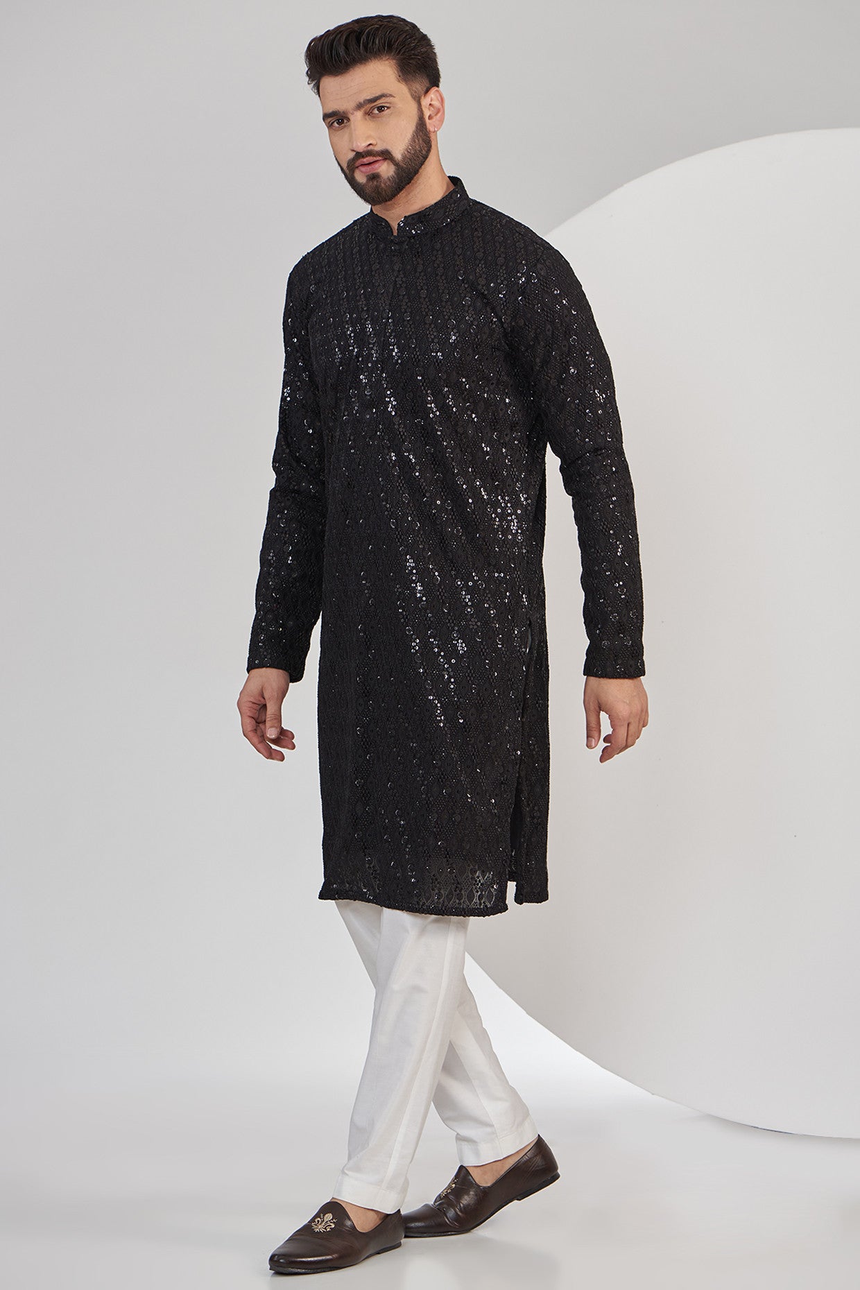 Black Chikankari Kurta - kasbahmen