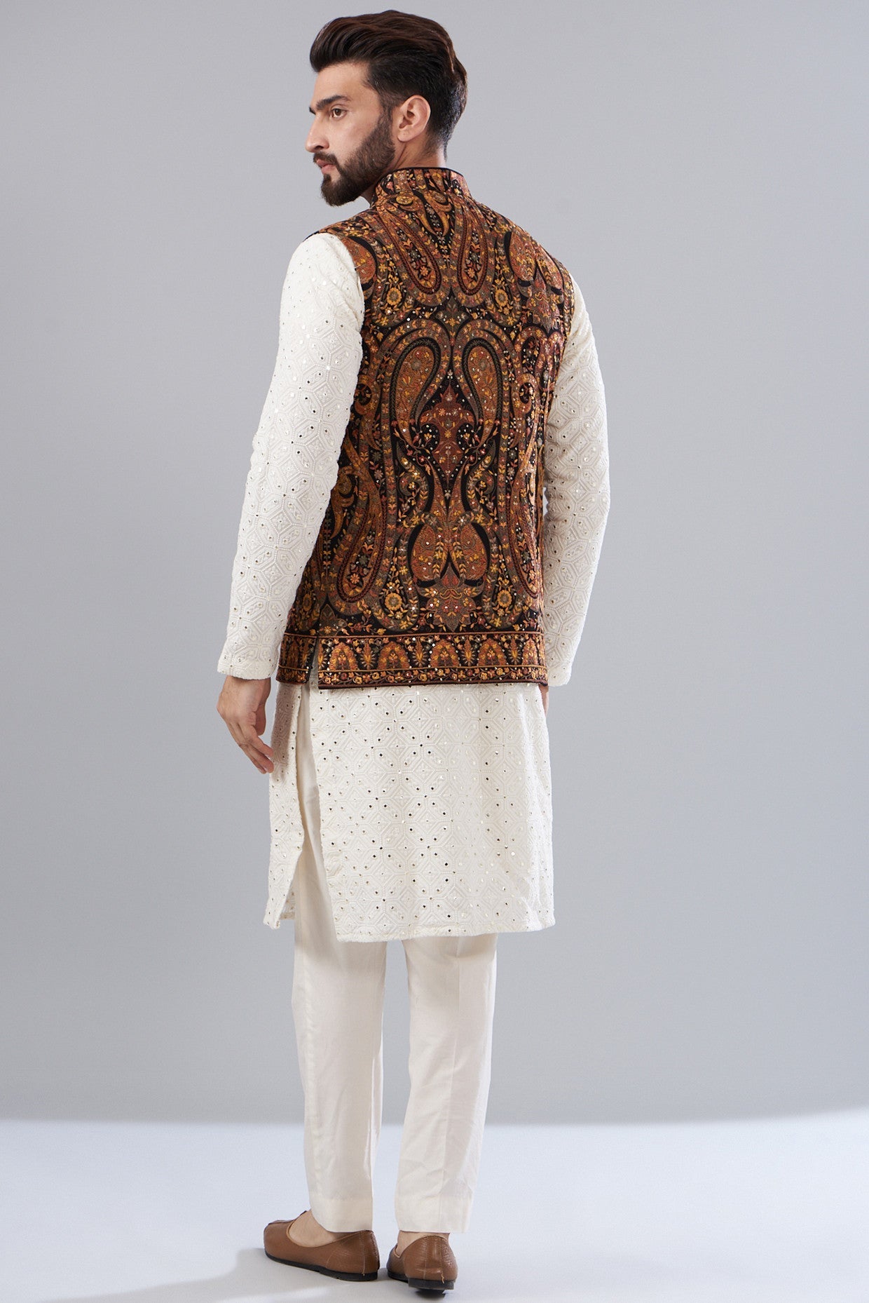 Kashmiri Embroidered Nehru Jacket - kasbahmen