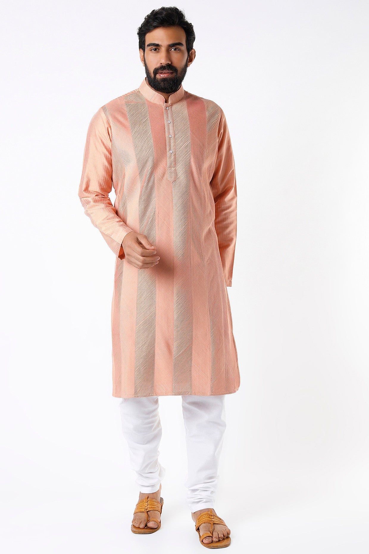 Dull Peach Pinktuck Kurta - kasbahmen