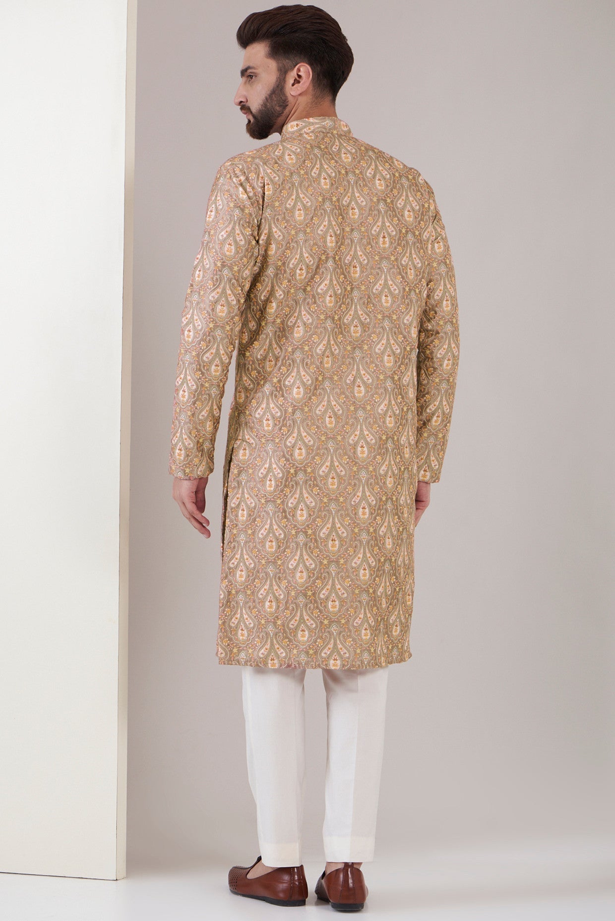 Tan Brown embroidred kurta - kasbahmen