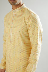 Yellow Embroidered Kurta - kasbahmen