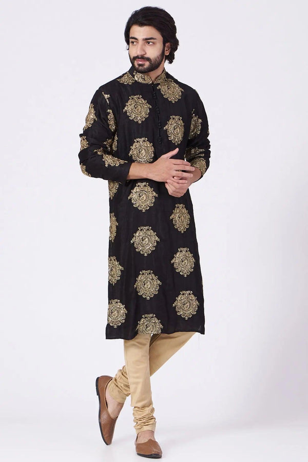 Black Embroidered Kurta - kasbahmen