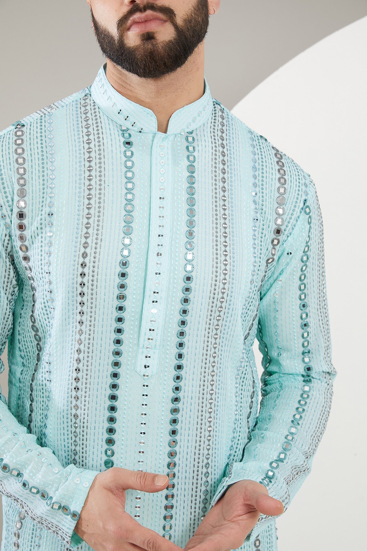 Blue Mirrorwork Kurta - kasbahmen