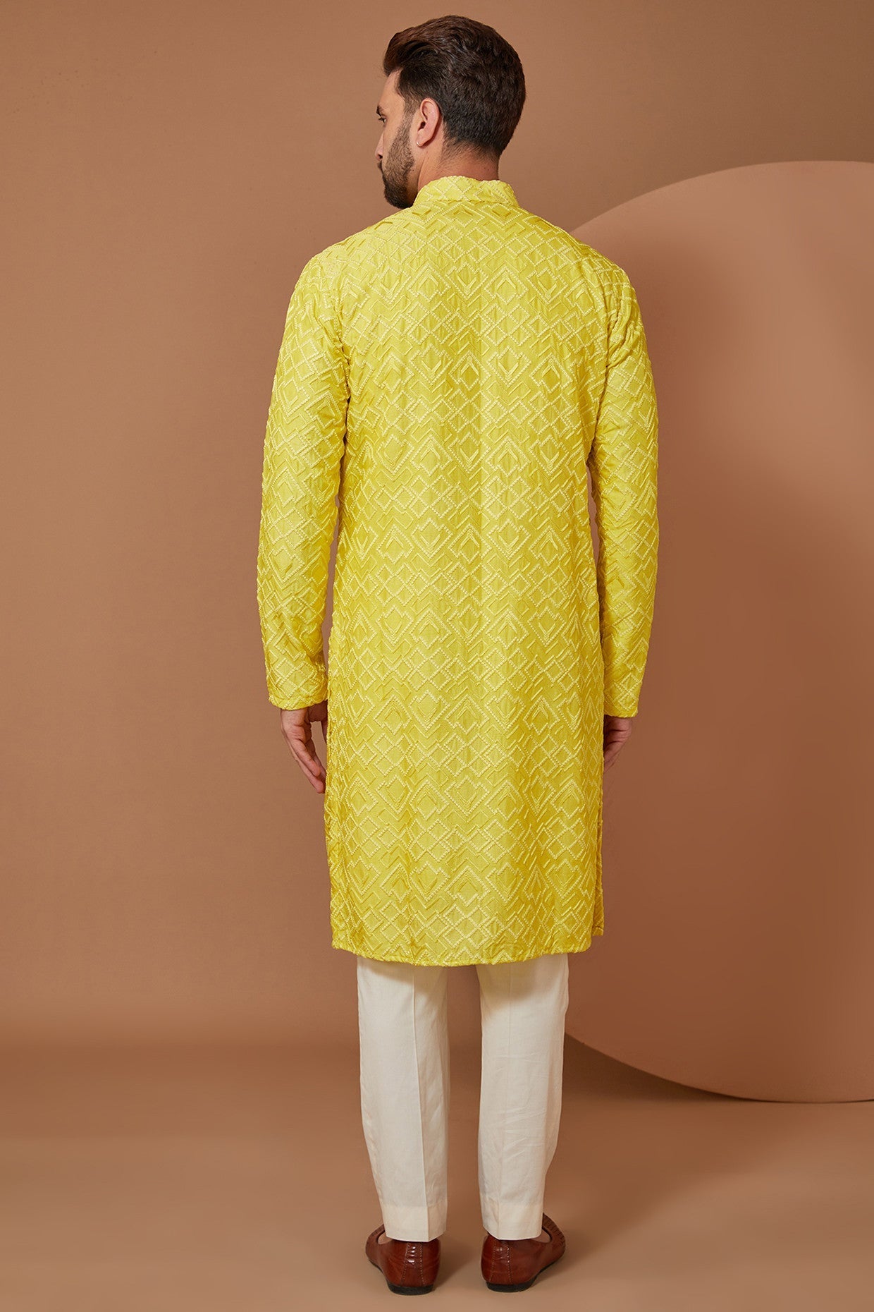 Bright Yellow Chikankari Kurta - kasbahmen