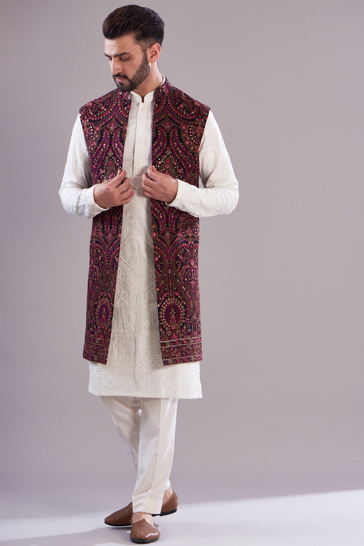 Kalamkari long open shrug - kasbahmen