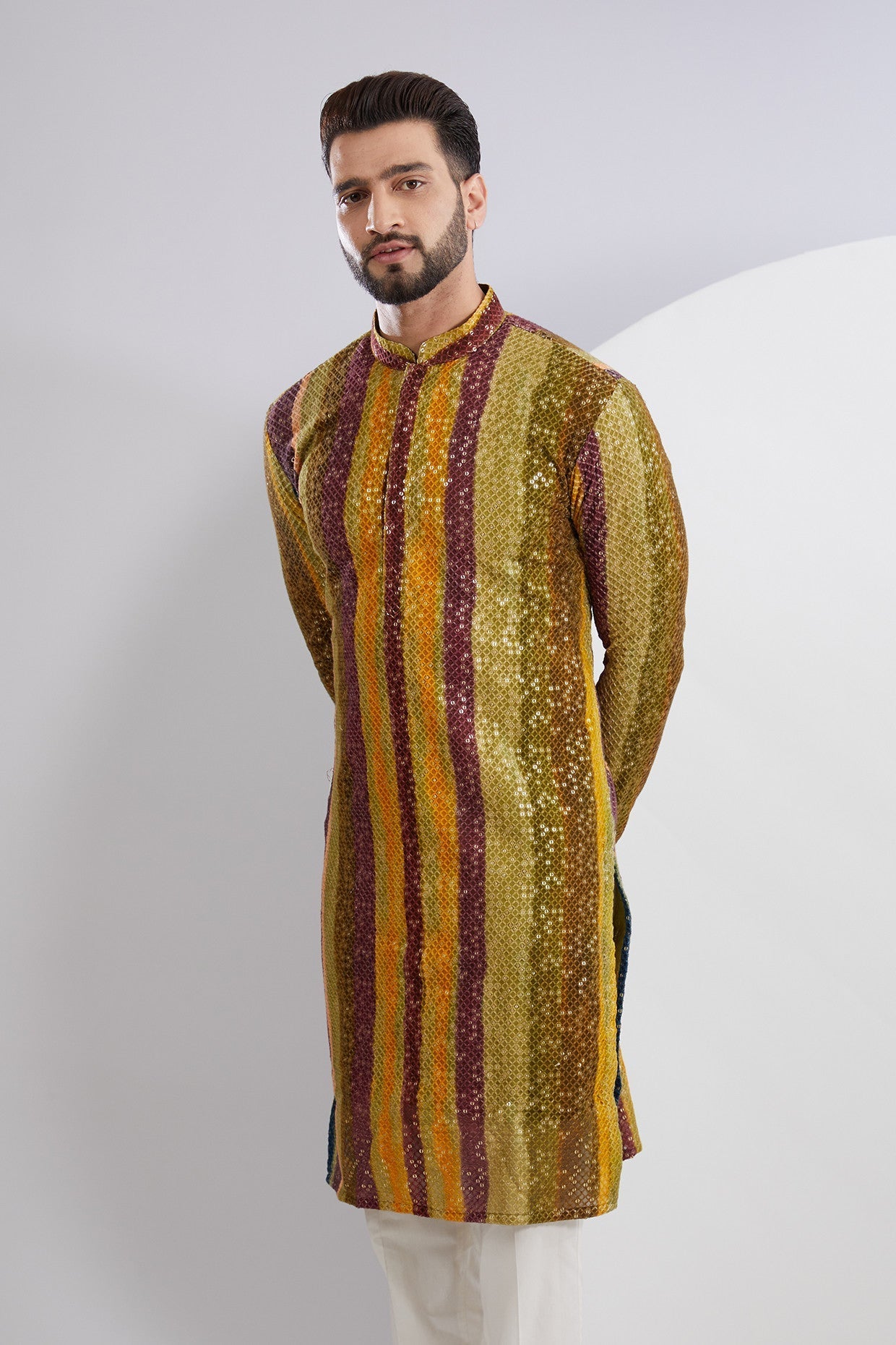 Vibrant Multi Thread and Sequins Kurta - kasbahmen