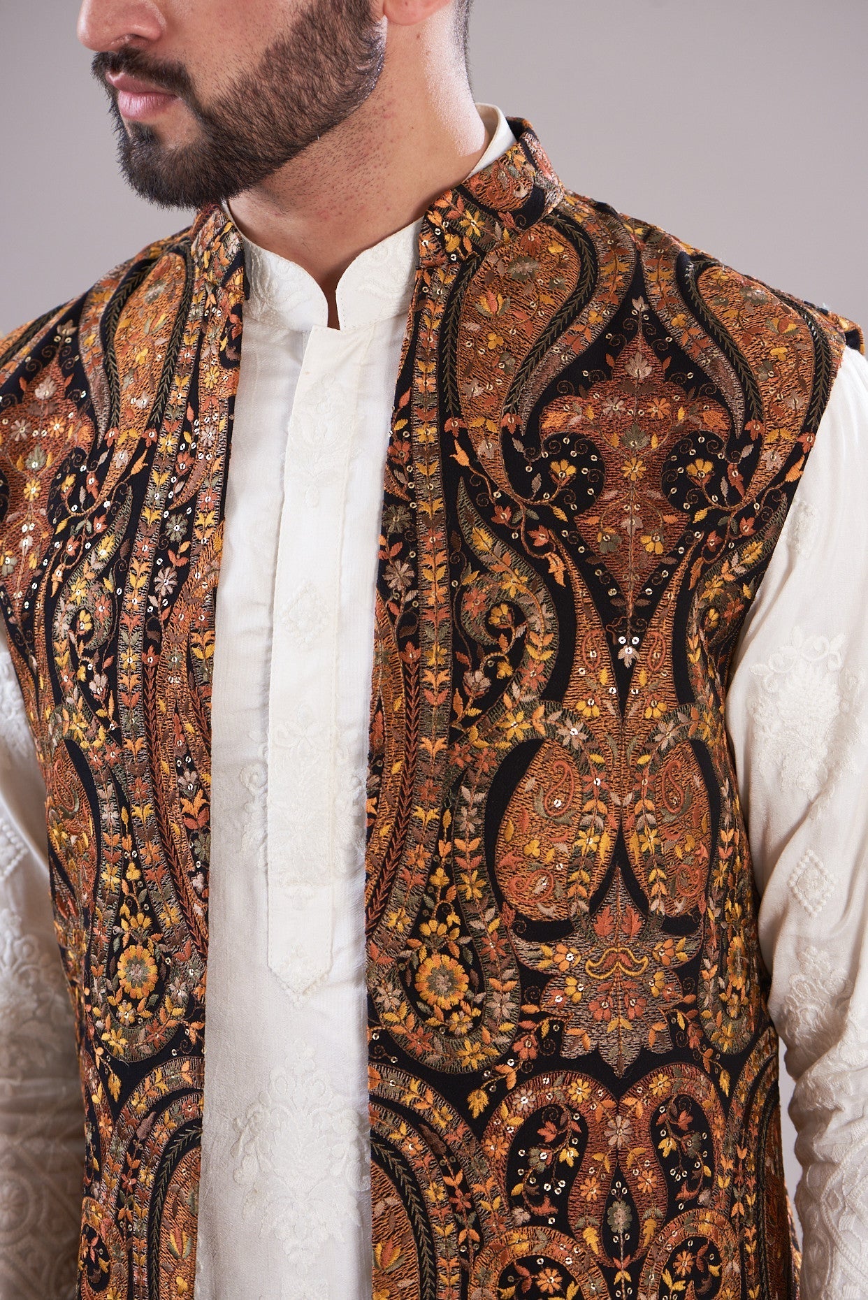 Kalamkari long open shrug - kasbahmen