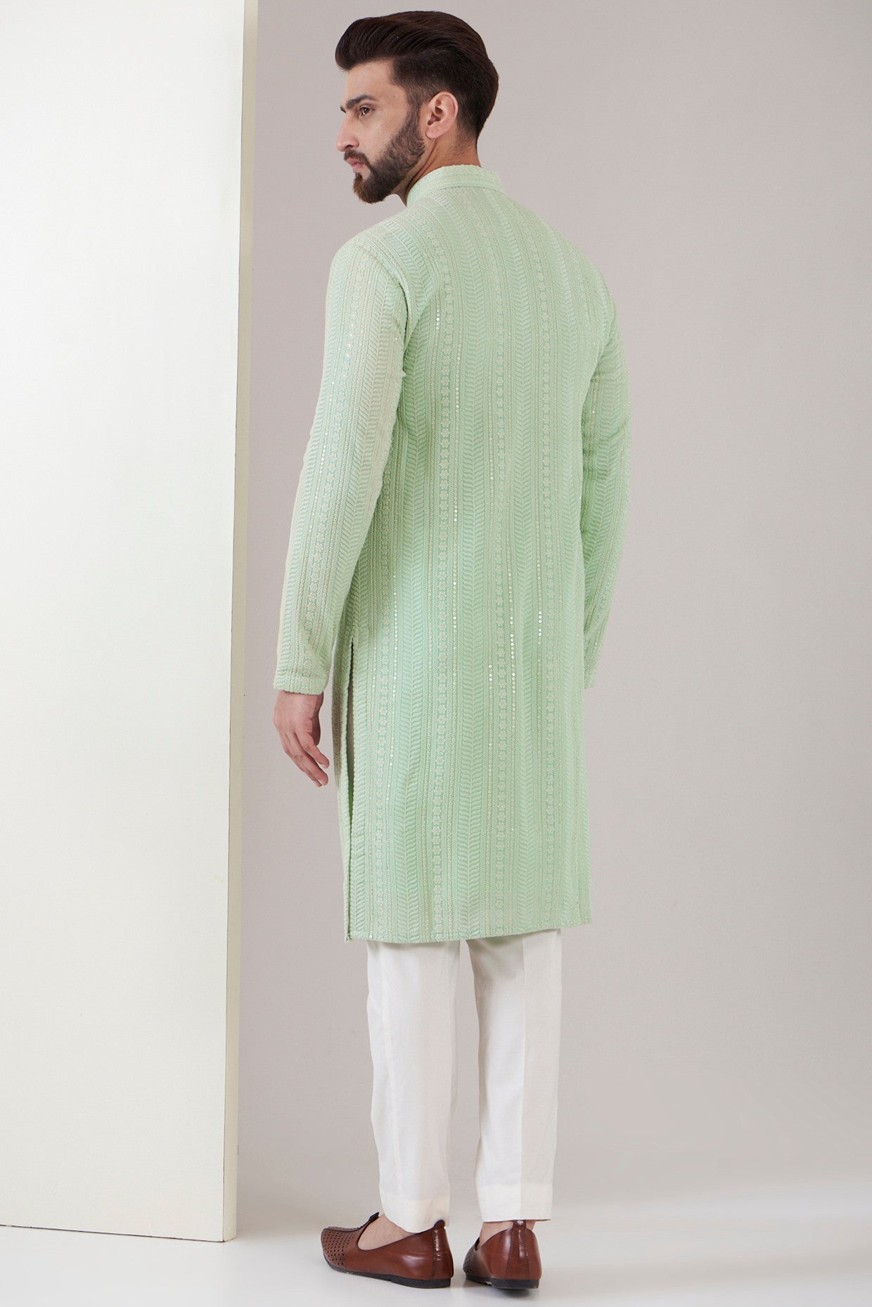 Sea Green Embroidred Kurta - kasbahmen