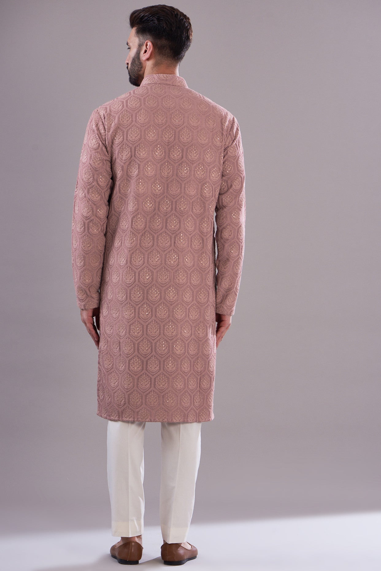 Dark mud pink embrodried kurta - kasbahmen