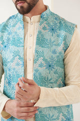 Aqua Embroidred long jacket - kasbahmen