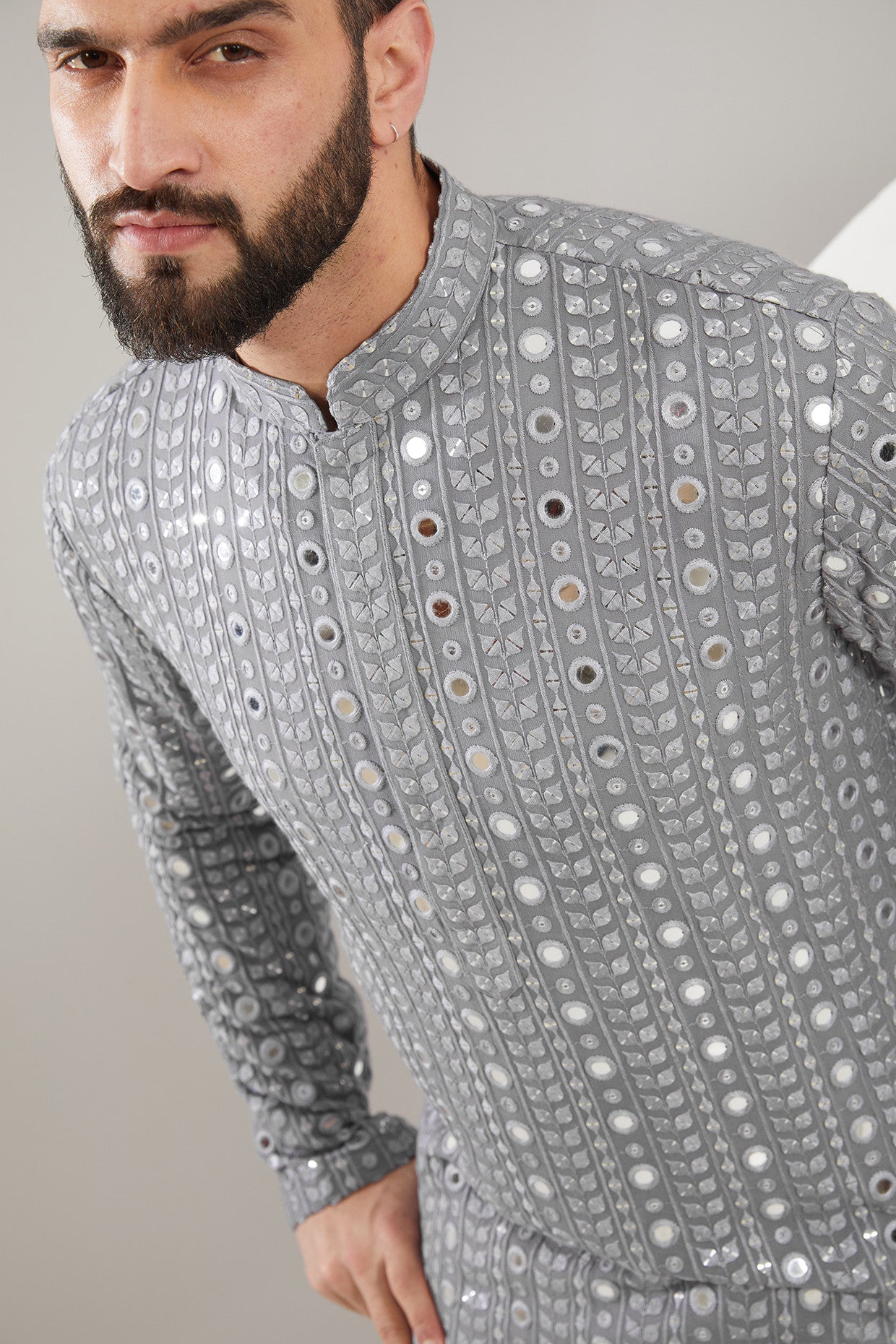 Grey Mirrorwork Kurta - kasbahmen