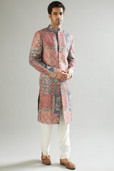 Maroon Printed & Embroidered Kurta - kasbahmen