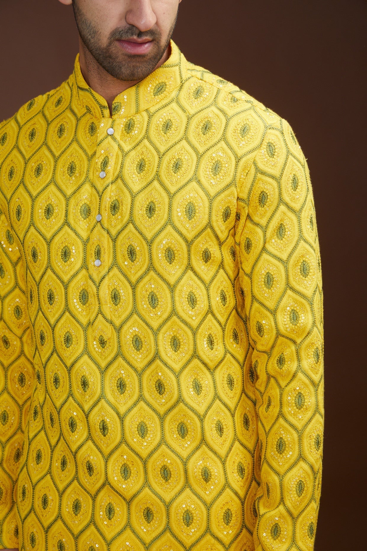 Yellow embrodried kurta - kasbahmen