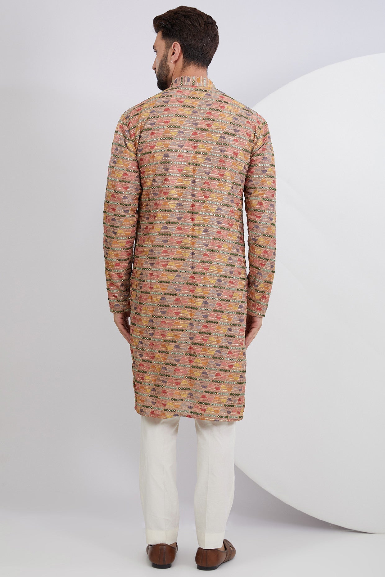 Mud Pink Multi Embroidered Kurta - kasbahmen