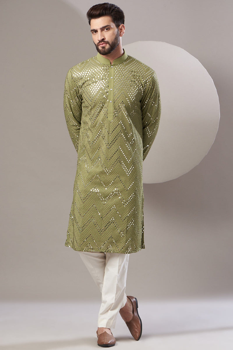 Signature mirror work kurta