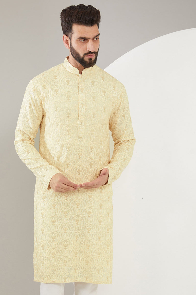 Beige Chikankari Kurta - kasbahmen