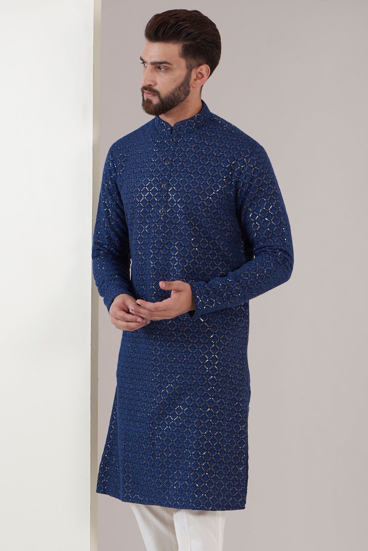 Navy Blue Sequence kurta - kasbahmen