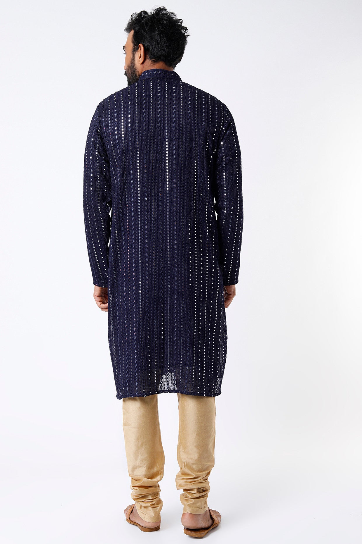 Navy Mirror Work Kurta - kasbahmen