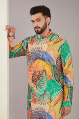 Floral Embroidered Kurta on Print - kasbahmen