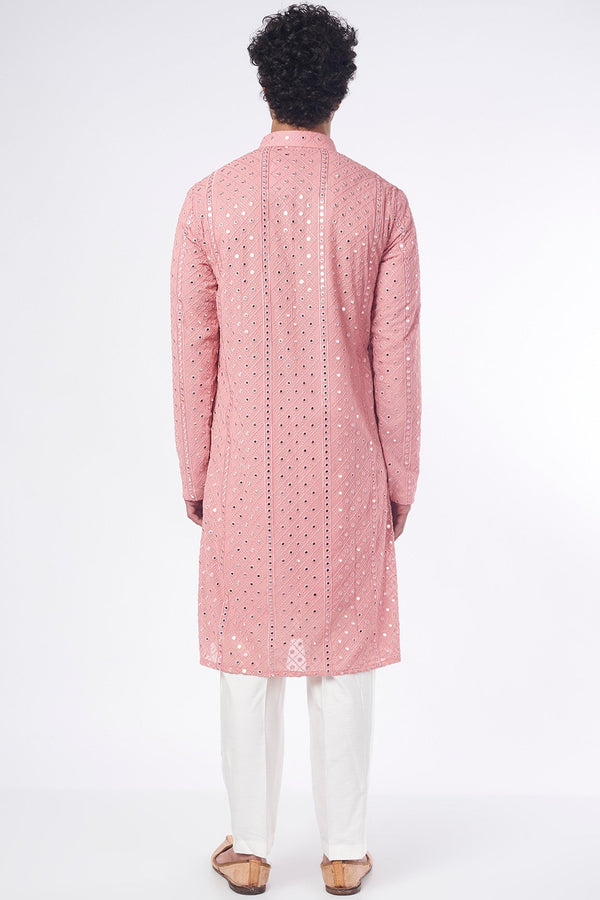 Pink Embroidered Kurta