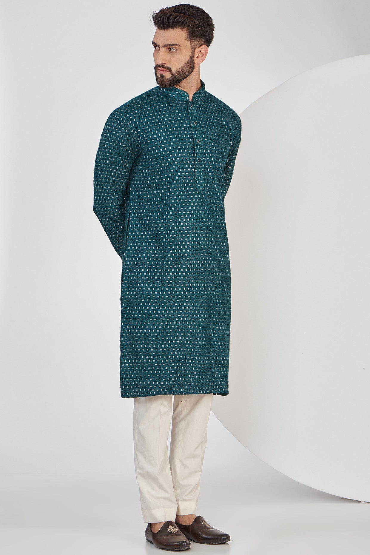 Teal Chikankari Kurta - kasbahmen