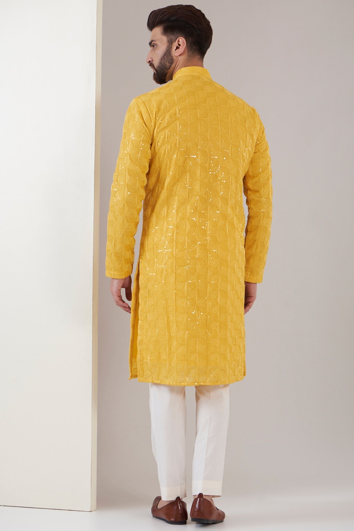 Yellow sequenced kurta - kasbahmen