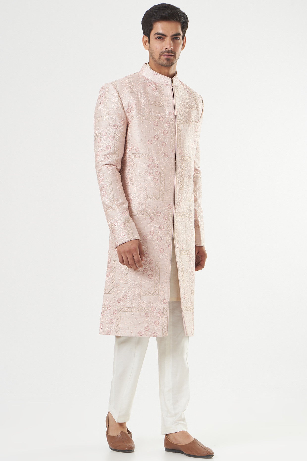 Blush Pink Embroidered Sherwani - kasbahmen