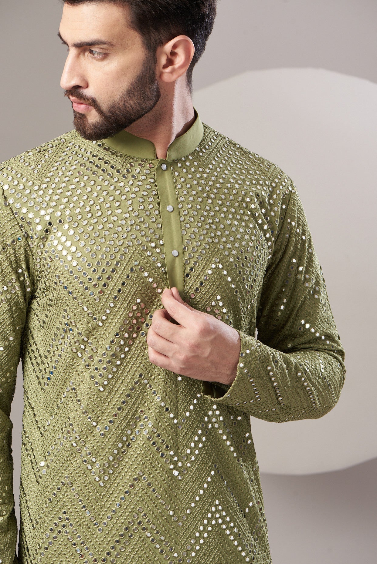 Signature mirror work kurta - kasbahmen