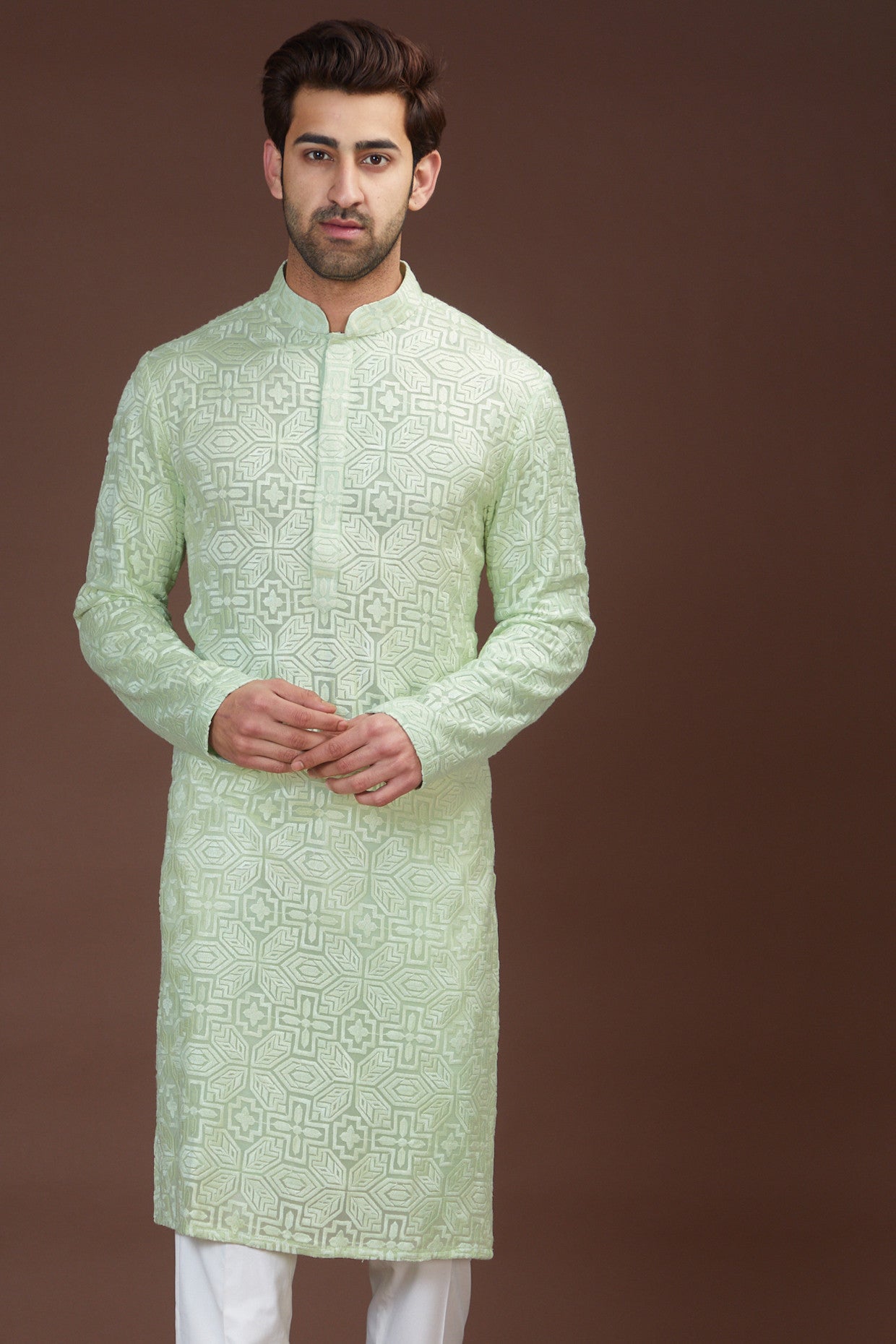 Pastel green chikankari kurta - kasbahmen