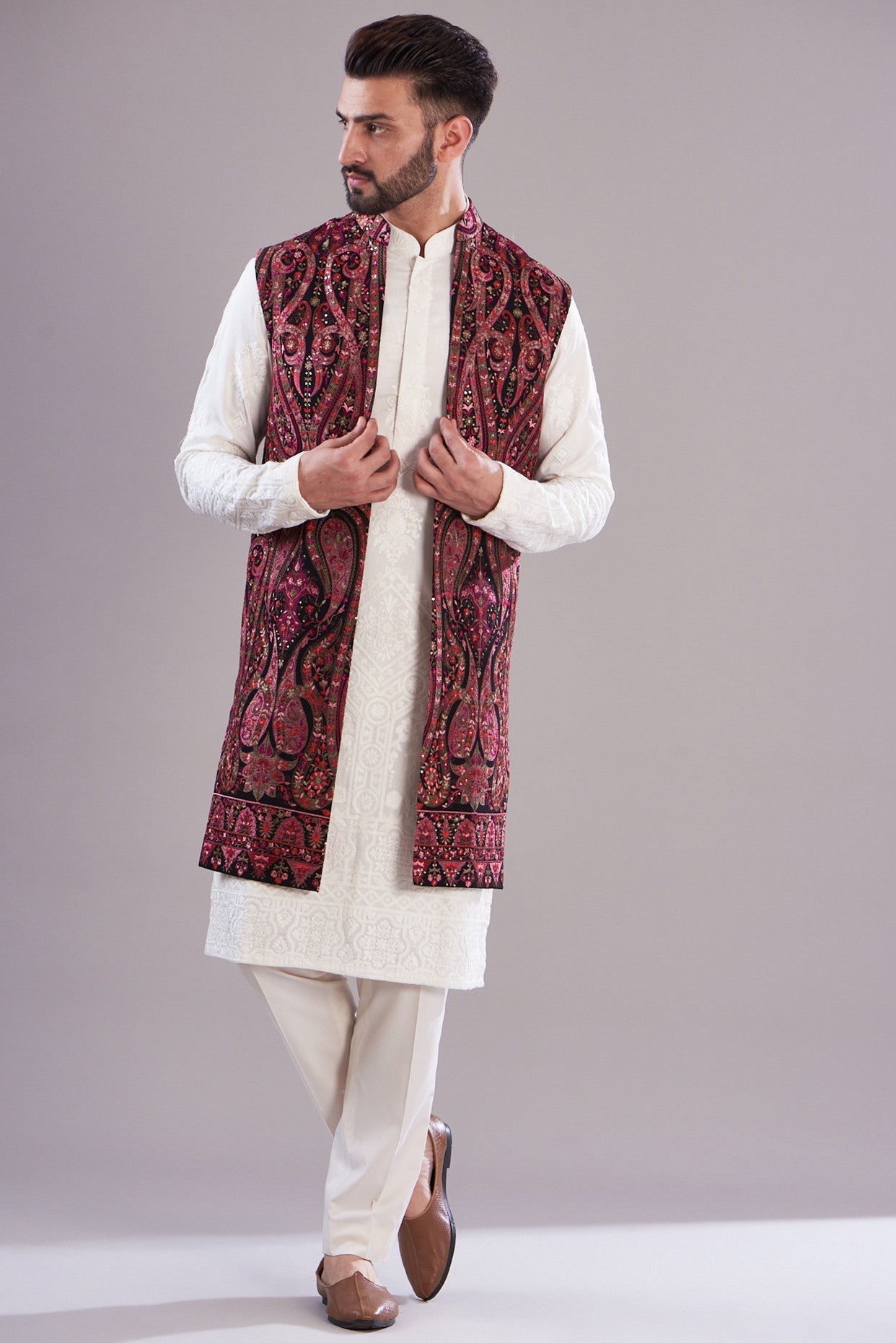 Kalamkari long open shrug - kasbahmen