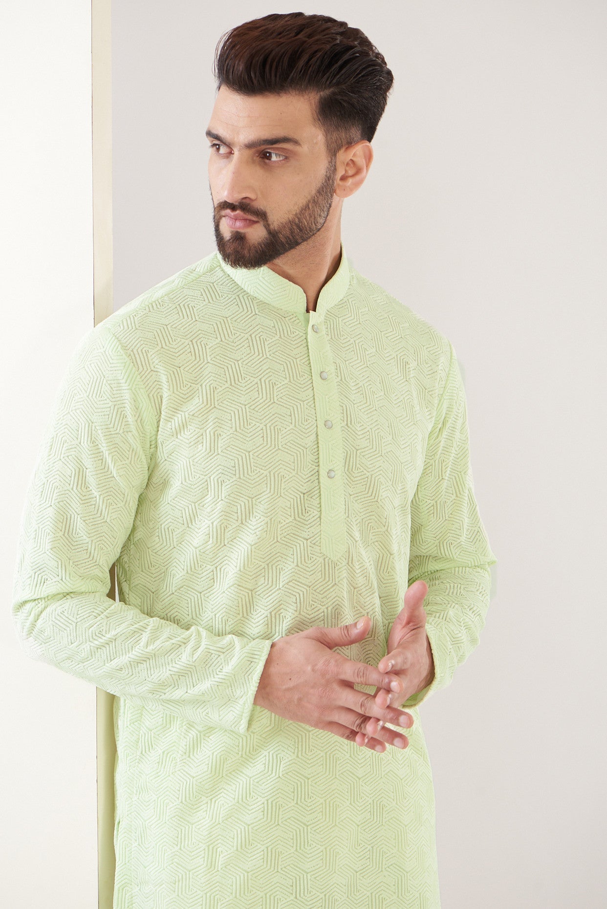 Green chikankari kurta - kasbahmen