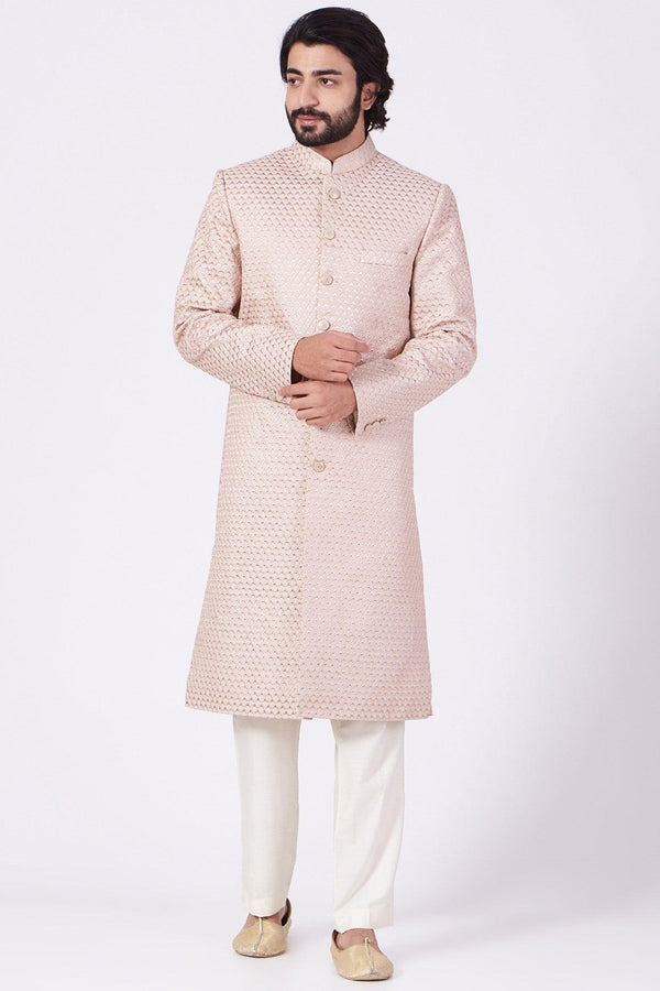 Blush Pink Sherwani with Embroidery - kasbahmen