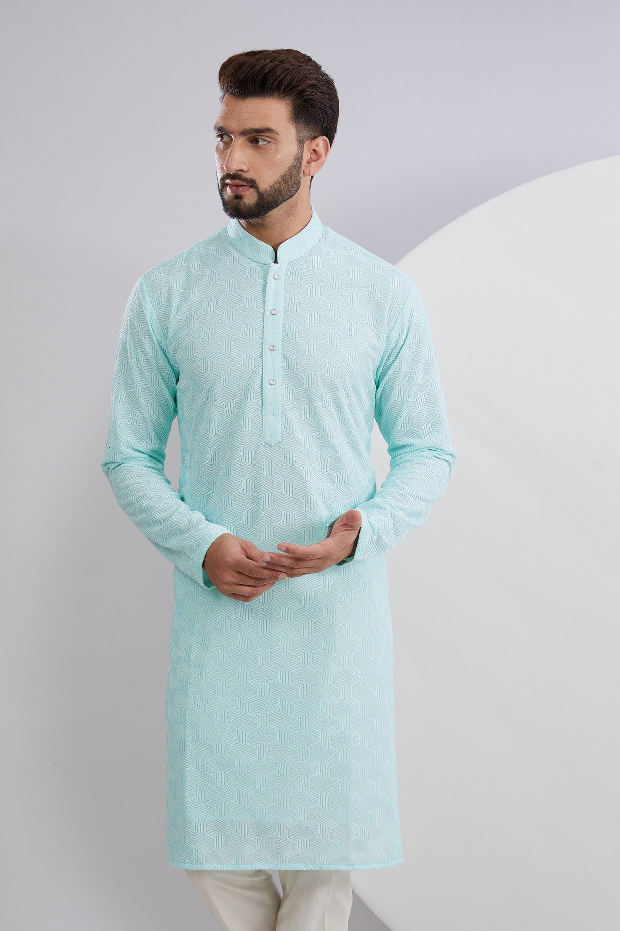 Blue Chikankari Kurta - kasbahmen