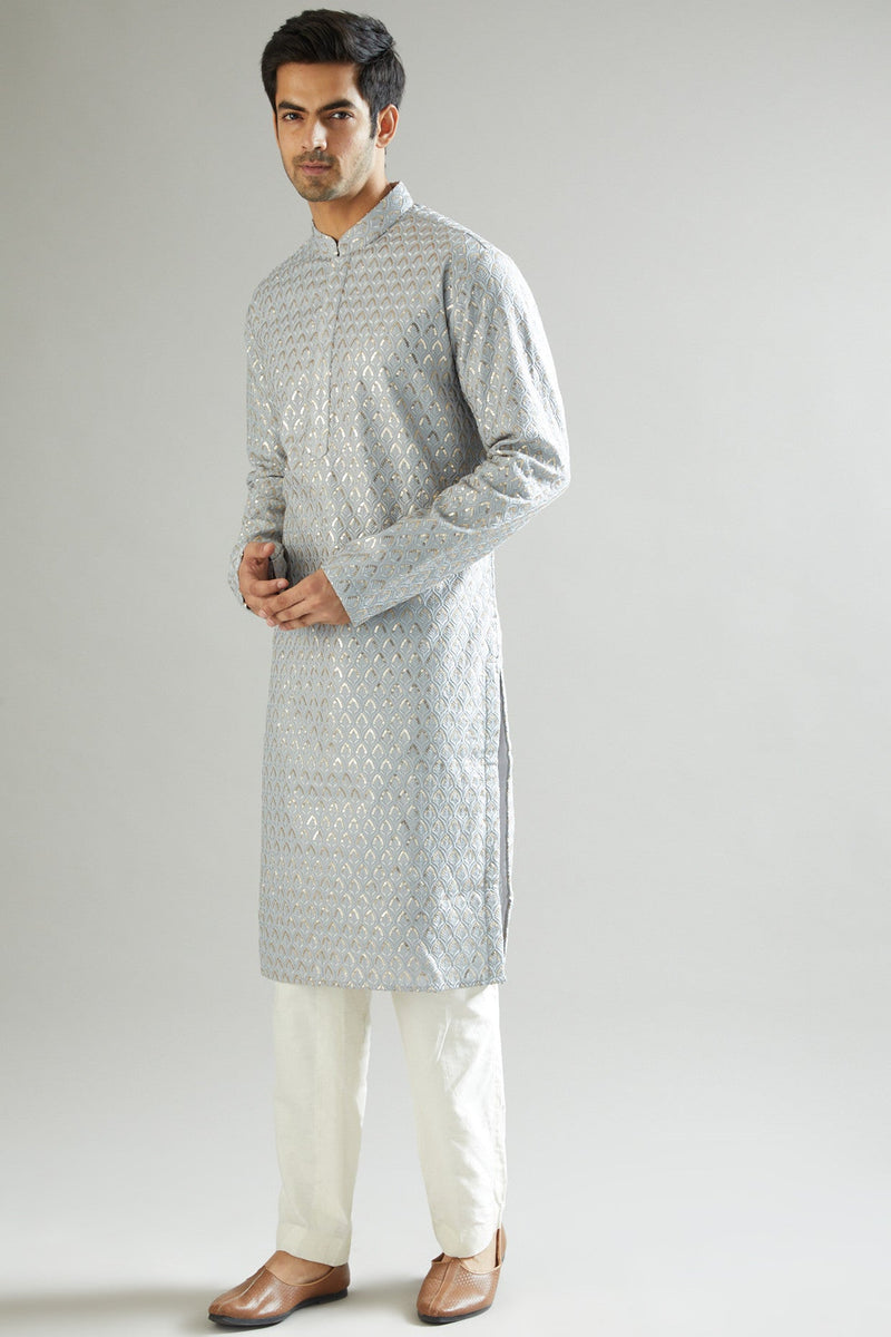 Electric Blue Embroidered Kurta - kasbahmen