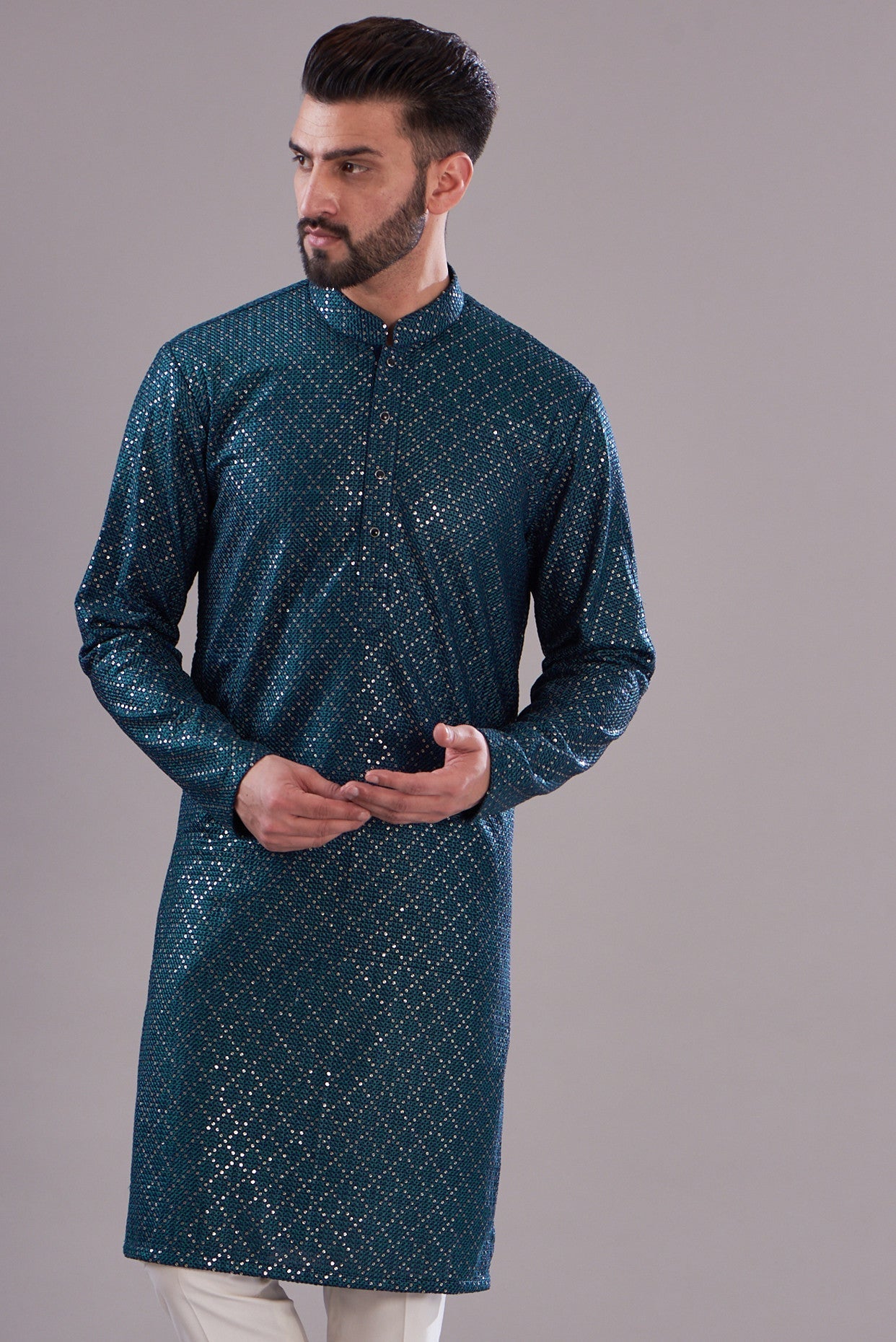 Navy sequenced kurta - kasbahmen