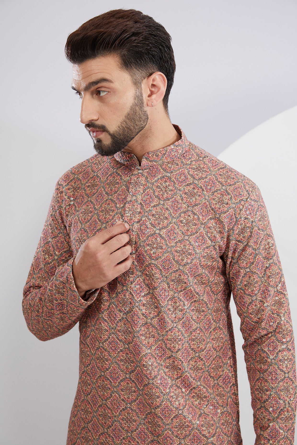 Multi Embroidered Kurta with Print - kasbahmen